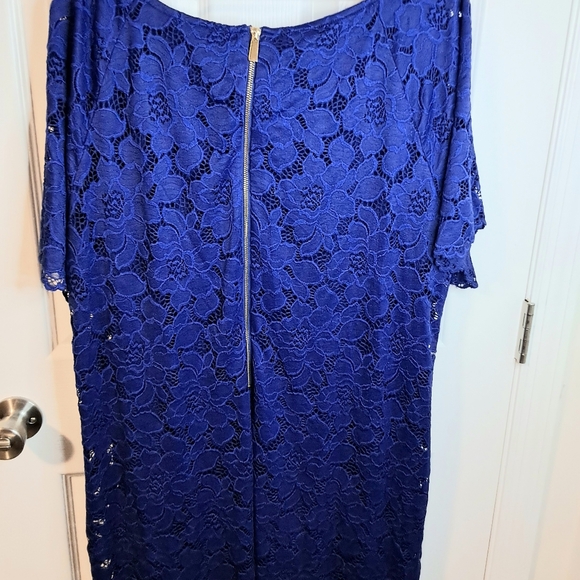 Perceptions Plus Short Sleeve Floral Lace Sheath Dress Cobalt Blue Size 22W NWT. - Picture 7 of 10